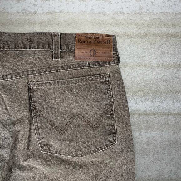 Vintage Wrangler Jeans Double Knees Chocolate Brown Denim Baggy Wide Leg Fit 90s - Picture 3 of 6